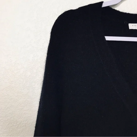 SANDRO PARIS Lena Wool Alpaca Black V-Neck Sweater